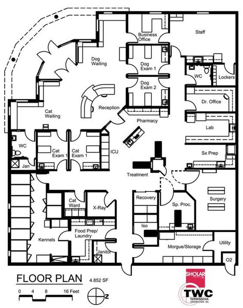 Pet Hotel Design, Vet Clinic Design, Veterinary Hospital Design, Hospital Floor Plan, Vet Clinic Ideas, Veterinarian Office, Hospital Plans, Hospital Ideas, Studio Medico