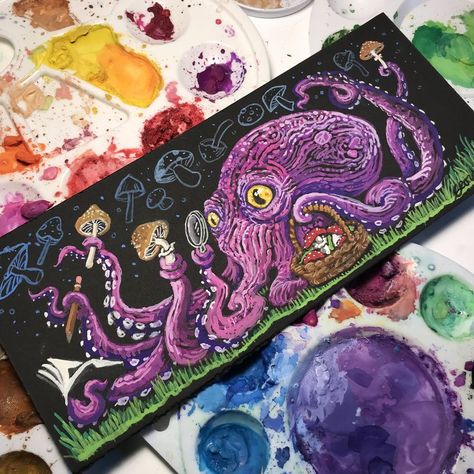 Octopus Painting, Canvas Art Painting Acrylic, Art Zine, Art Sketches Doodles, Trippy Painting, Crayon Art, Textured Canvas Art, Simple Acrylic Paintings, Small Canvas Art