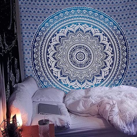 raajsee Indian Cotton Aqua Blue Tapestry Mandala Wall Hangings- Tapestry For Bedroom - Indie Wall Tapestry Hippie Room Decor - Boho Small Tapestrys Aesthetic 30x40 Inch Trippy Mandala, Tapestry For Bedroom, Hippie Room, Living Room Tapestry, Indian Theme, Hippie Room Decor, Mandala Tapestries Wall Hangings, Hippy Room, Blue Tapestry