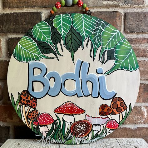 Custom painted name signs for nursery door or wall hanging. Comes complete with a wooden beaded wire hanger. So cute! I will also paint one to match your decor. Message me for details! #DoorDecor #doorhanger #name #namesign #namesigns #namesignage #namesignsfornursery #namesignsforkidsrooms #namesignsmakegreatgifts #childsroom #ChildsName #childsname #childsnameart #childsnamesign #cottagecore #cottagecore #cottagecoreaesthetic #cottagecoreart #cottagecorestyle #mushrooms #mushroomdecor #mus... Painted Name Signs, Nursery Door Sign, Mushroom Names, Nursery Door, Cottage Core Art, Name Paintings, Bodhi Leaf, Woodland Wall Art, Woodland Wall