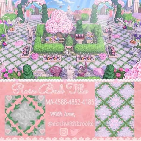 Animal Crossing Pink Codes, Acnh Elegant, Acnh Pathways, Kawaii Island, Pathway Design, Ac Codes, Cottagecore Pink, Pink Island, Blue Core