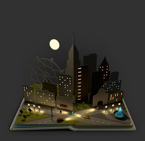 Creation of 9 animated pop-up book pages for the Air Pano iOS app. Arte Pop Up, Pop Book, Buch Design, Pop Up Art, Paper Engineering, Paper Pop, Paper City, Up Book, Pop Up Book