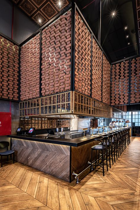 Gallery of Fogon Restaurant / Hitzig Militello Arquitectos - 5 Restaurant Floor Design, Brick Restaurant, Restaurant Tiles, Restaurant Design Inspiration, Restaurant Flooring, Rustic Restaurant, Restaurant Architecture, Asian Restaurants, Restaurant Concept