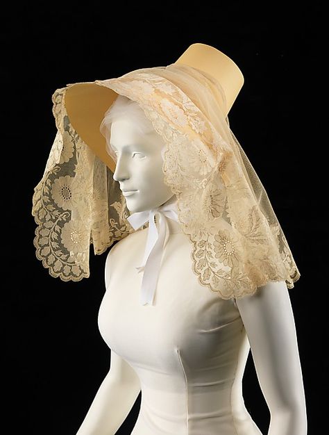 Veil Date: ca. 1830 Culture: British Medium: silk Dimensions: 37 in. (94 cm) Credit Line: Brooklyn Museum Costume Collection at The Metropolitan Museum of Art, Gift of the Brooklyn Museum, 2009; Gift of Rose S. Hoyt, 1954 1830s Fashion, Historical Hats, 19th Century Fashion, Costume Collection, Historical Costume, Historical Dresses, Historical Clothing, Historical Fashion, Jane Austen