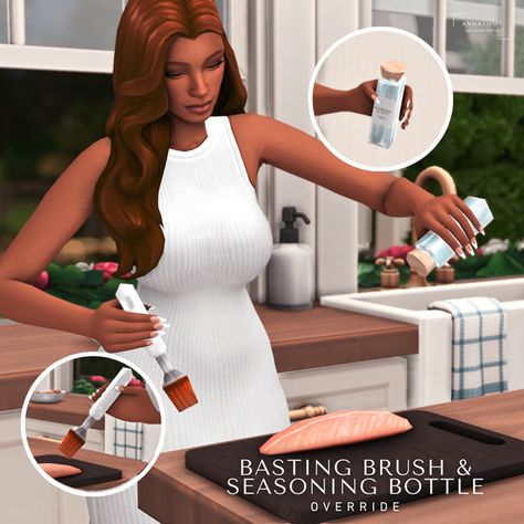 Basting Brush & Seasoning Bottle Override | Sims 4  | Anna Sims 4 Frying Pan Override, Sims 4 Cc Cleaning, Sims 4 Food Override, Sims 4 Plumbob Replacement Cc, Sims 4 Vacuum, Plumbob Override Sims 4, Sims 4 Seasons Cc, Sims 4 Cc Override, Sims 4 Main Menu Override