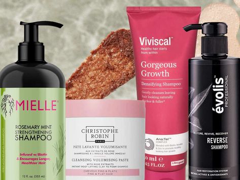 Looking for the best hair-thickening shampoo? We've tested, reviewed, and ranked the top shampoos to thicken hair based on ingredients, reviews, and expert recommendations. See our list of dermatologist-approved shampoos for thinning hair that thicken, add volume, and prevent breakage. Best Shampoo For Thinning Hair, Shampoos For Thinning Hair, Peppermint Oil Benefits, Moisturizing Hair Oil, Thicken Hair, Fine Flat Hair, Apply Coconut Oil, Best Shampoo, Dry Brittle Hair