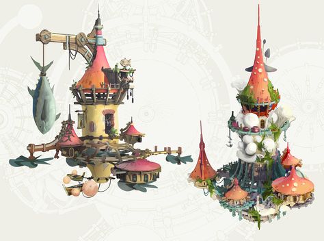 ArtStation - Floating Architecture Fantasy Concepts, Sebastian Luca Castle House Design, Floating Architecture, Building Concept, Paintings And Drawings, Image Painting, Interesting Buildings, Fantasy Concept Art, Environment Design, Environment Concept Art