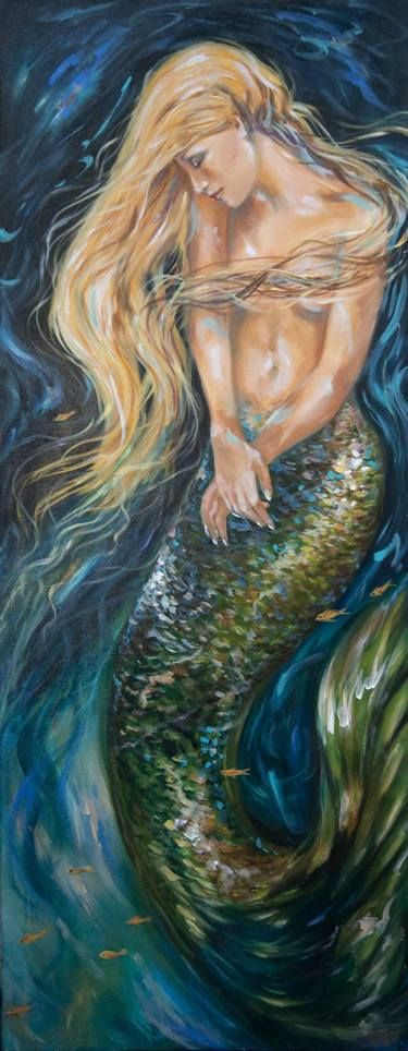 Linda Olsen Artworks | Saatchi Art Beach Art I Long For Salt Air In My Hair, Mer Folk, Nautical Images, Art Vampire, Aqua Mermaid, Dengeki Daisy, Mermaid Artwork, Dark Paintings, Fantasy Mermaids