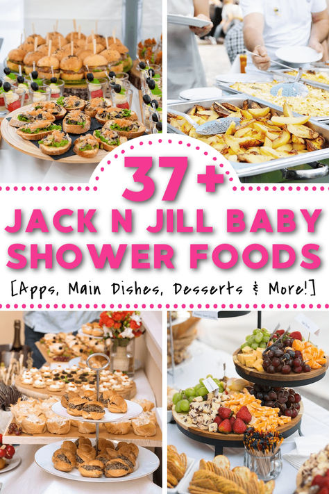 Babyque Shower Ideas Food, Couples Baby Shower Food, Coed Baby Shower Food, Baby Themed Food Ideas, Black Baby Shower Food, Baby Shower Food Menu Ideas, Jack And Jill Baby Shower Themes, Coed Baby Shower Food Ideas, Bbq Baby Shower Food