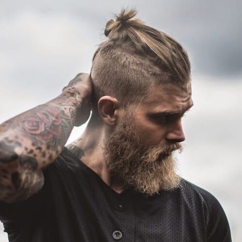 Beard And Tattoos, Hairstyles For Teenage Guys, Man Bun Styles, Viking Haircut, Man With Long Hair, Haircut Names For Men, Man Bun Hairstyles, Long Beard, Hipster Beard