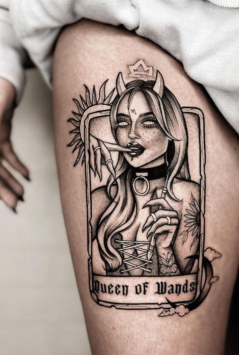 Witch Craft Tattoo, Tarot Card Tattoos, Card Tattoo Ideas, History Of Tarot Cards, Card Tattoos, Ace Of Spades Tattoo, Queen Of Hearts Tattoo, Casino Tattoo, Wand Tattoo