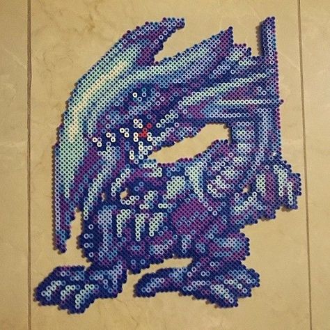 Yu Gi Oh Perler Beads, Yugioh Perler Beads, Yugioh Pixel Art, Dragon Perler Beads, Bead Pokemon, Nerdy Perler Beads, Anime Perler, Dragon Eyes, Pokemon Perler Beads