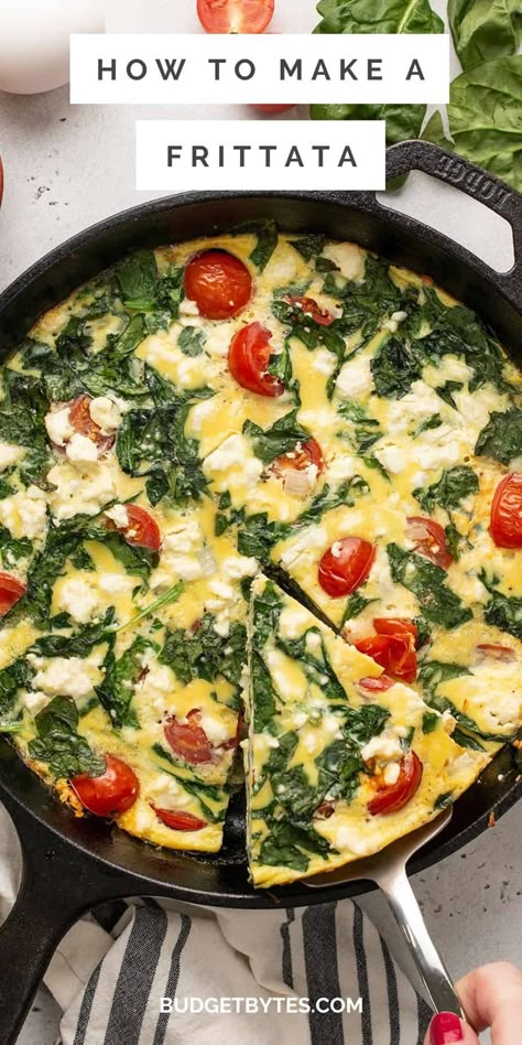 How to Make a Frittata Fritatta Recipe, Easy Frittata Recipe, Easy Frittata, Philly Food, Frittata Recipe, Budget Bytes, Fluffy Eggs, Dinner On A Budget, Frittata Recipes