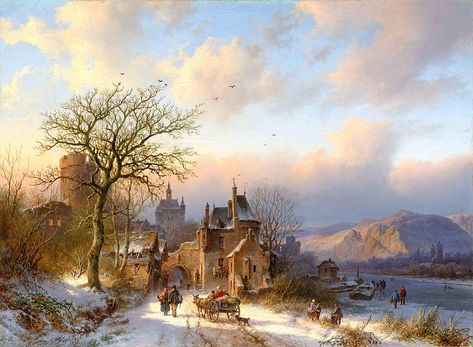 Wilhelm Gustloff on Twitter: "Barend Cornelis Koekkoek Winter Landscape 1856 @MagicalEurope… " Snowy Path, Era Victoria, Beautiful Landscape Paintings, Winter Landscape Painting, Medieval Life, Dutch Painters, Winter Painting, Traditional Landscape, Landscape Poster