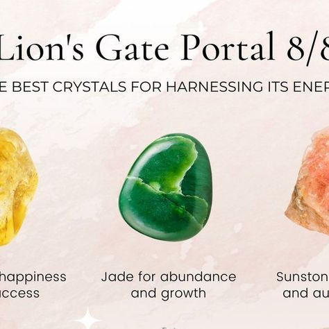 Love By Luna® on Instagram: "Manifesting Intentions with Lion's Gate Crystals! 🌟🦁✨ During the potent Lion's Gate Portal (peaking today, 8/8) we have a celestial opportunity to supercharge our manifestations with the magic of crystals! 🌌💎 ⁠ ⁠ Each crystal carries unique energies that align perfectly with the Lion's Gate energy, amplifying our intentions and paving the way for powerful transformation. Let's explore some magnificent stones to harness during this cosmic event:⁠ ⁠ 💎 Citrine 🌞: Lions Gate Portal Crystals, Lions Gate Crystals, Lions Gate Portal Ritual, Lions Gate Portal 2024, Manifesting Intentions, Lions Gate, Crystal Grids, Citrine, The Magic