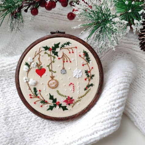 This miniature New Year's composition was created using several techniques - three-dimensional embroidery, satin stitch embroidery and beads. Wall panel for a festive atmosphere. Embroidery hoop, Christmas, New Year design, Happy New Year Embroidery Satin Stitch, New Year Embroidery, Embroidery Hoop Christmas, Year Embroidery, Embroidery And Beads, Satin Stitch Embroidery, Dimensional Embroidery, New Year Design, Embroidery Hoop Art Diy