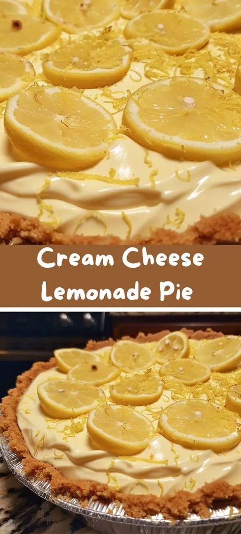 Cream Cheese Lemonade Pie Picnic Dessert, Cream Cheese Lemonade Pie, Picnic Desserts, Lemonade Pie, Banana Pudding Cheesecake, Cream Cheese Pie, Lunch Appetizers, Frozen Lemonade, Lemon Filling