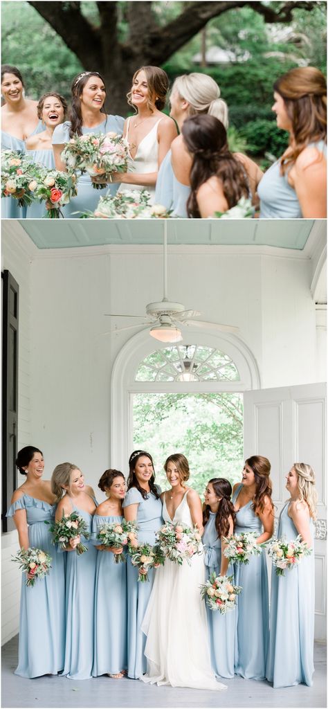 Thomas bennett house Wedding Photography Heaven Wedding, Thomas Bennett House Wedding, Blue Gowns, Sky Blue Weddings, Bridesmaid Pictures, Serenity Blue, 7th Heaven, Bridesmaids Photos, Blue Wedding Flowers