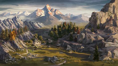 Skyrim Landscape Art, Elder Scrolls Art, Fantasy World Map, Fantasy Forest, Landscape Photography Nature, Scene Art, Game Engine, Forest Art, Creature Concept Art