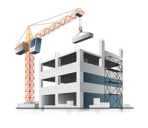 Building construction with crane. In the city on white background , #spon, #crane, #construction, #Building, #background, #white #ad Crane Construction, Cover Photo Design, Building Background, Construction Images, Architecture Blueprints, Construction Logo Design, Building Images, Architecture Logo, Building Illustration