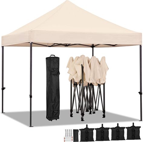 Yaheetech 3x3M Heavy Duty Pop Up Gazebo, Waterproof Commercial Shelter Tent, 500D Oxford, Steel Frame, with Wheeled Bag, 4 Weight Bags, Stakes & Ropes for Outdoor, Camping, Garden, Party, Beige Commercial Canopy, Pop Up Gazebo, Camping Canopy, Instant Tent, Instant Canopy, Shelter Tent, Pop Up Canopy Tent, Steel Frame Construction, Garden Gazebo