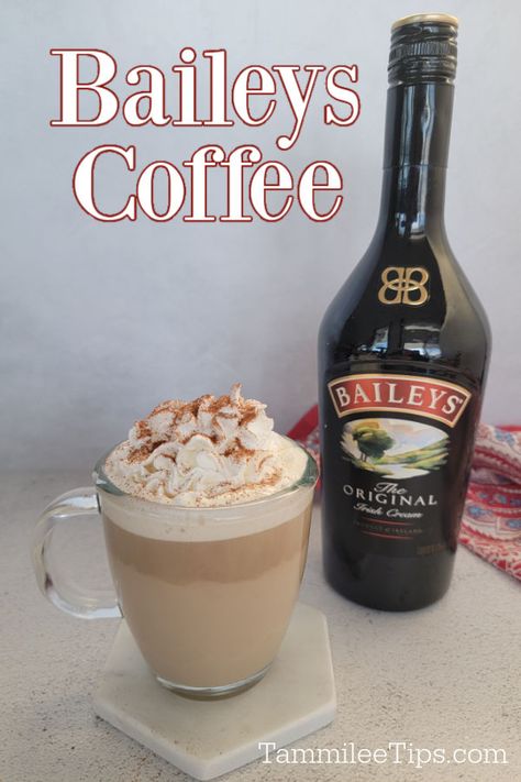 Easy Baileys Coffee is the perfect coffee cocktail that takes a minute to prepare. The perfect combination of irish cream and coffee. Irish Cream Coffee Drinks, Baileys Iced Coffee Recipe, Baileys Irish Coffee, Baileys Irish Cream Recipes Drinks, Irish Cream Coffee Recipe, Baileys Espresso Creme Drinks, Baileys Recipes Drinks Coffee, Baileys Coffee Drinks, Coffee And Baileys Drinks