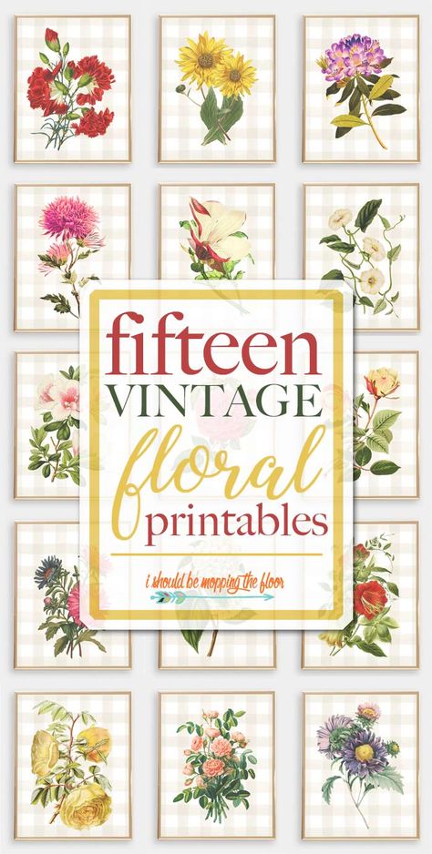 15 Vintage Floral Printables | These 15 printables are vintage-y floral designs on top of lovely neutral buffalo check. Perfect for any decor. Botanical Prints Free, Botanical Printables, Pretty Printables, Free Vintage Printables, Free Printable Wall Art, Free Printable Art, Cactus Wall Art, Christmas Fonts, Free Art Prints