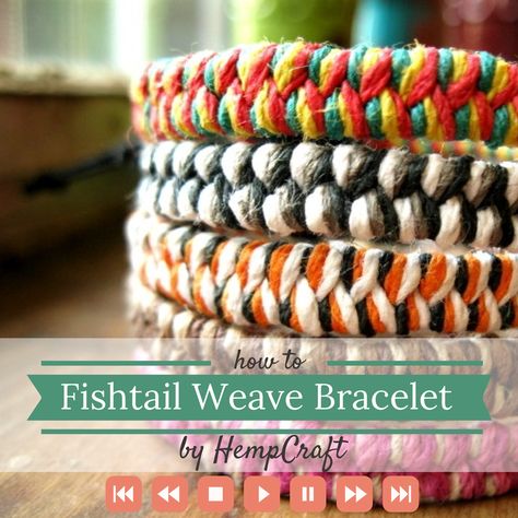 Learn how to make a woven hemp bracelet with this easy to follow video tutorial from HempCraft. This is a great hemp bracelet pattern for showcasing two or more colors. Hemp Bracelet Diy, Hemp Bracelet Patterns, Hemp Crafts, Fishtail Bracelet, Craft Hacks, Diy Bracelets With String, Hemp Bracelet, Hemp Jewelry, Hemp Bracelets