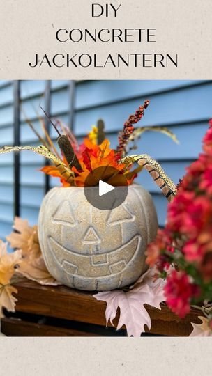 3.9K views · 1.4K reactions | DIY Concrete Jackolantern!
This simple project is created the same method as my concrete skulls- using cheap pumpkin pails! You can find them at @walmart for $1.89!! 

What you need: 
-1/2 of a 50lb bag of fast setting concrete 
-pumpkin Pail
-solo cup (to place inside the pumpkin)

Directions: 
1) prepare concrete as directed in bag

2) pour concrete into the pail- filling to the top

3) push the cup into the middle of the pumpkin- this will cause concrete to overflow- that’s ok!!! 

4) place something heavy on top of the cup so that it stays down 

5) let dry overnight 

6) peel the solo cup out of the center 

7) using a blade- carefully cut a line from the top of the Paul to the bottom, then peel the plastic off the concrete

8) add a candle, floral, or su Concrete Jackolantern, Pumpkin Pail Crafts, Concrete Pumpkins Diy, Concrete Skulls, Concrete Pumpkins, Pour Concrete, Pumpkin Pail, Pumpkin Planter, Concrete Candle Holders