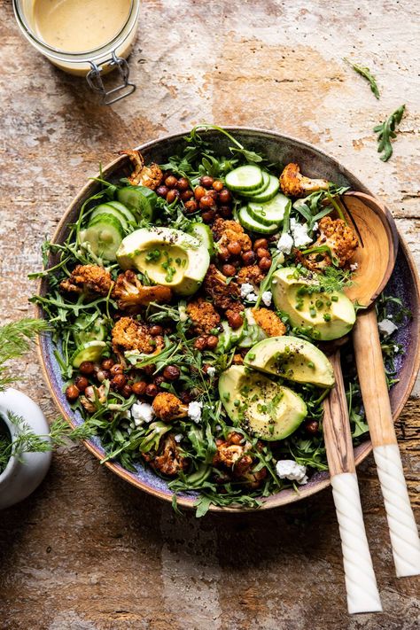 Salad Cauliflower, Creamy Honey Mustard, Roasted Cauliflower Salad, Creamy Honey, Mustard Vinaigrette, Honey Mustard Vinaigrette, Cauliflower Salad, Half Baked Harvest, Dinner Salads