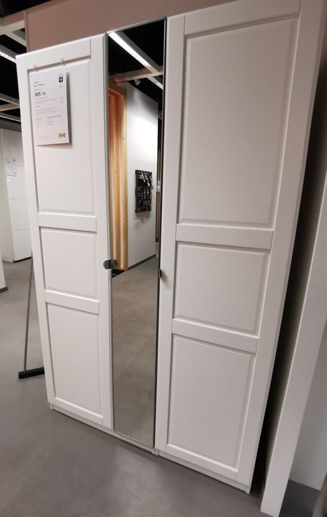 Pax With Mirror Doors, Ikea Mirror Wardrobe, Pax Mirror Wardrobe, Ikea Pax Mirror, Ikea Pax Tyssedal, Ikea Tyssedal, Wardrobe With Mirrors, Glass Door Wardrobe, White Glass Door