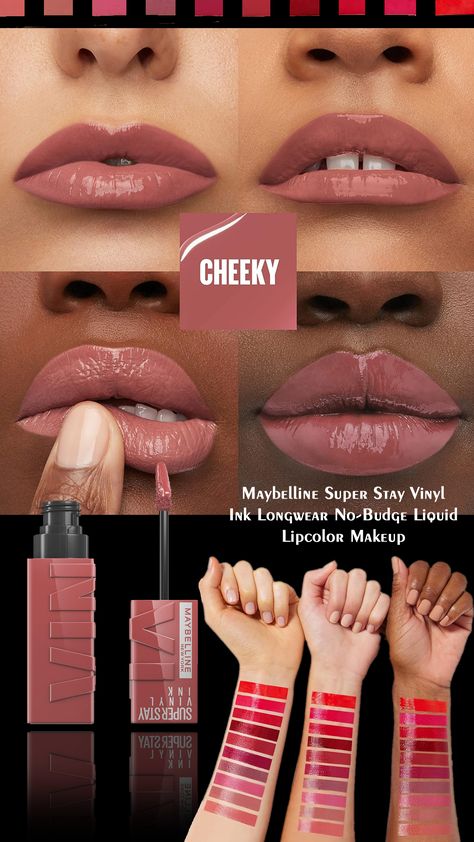 Maybelline Super Stay Vinyl Ink Longwear No-Budge Liquid Lipcolor Makeup, Highly Pigmented Color and Instant Shine, Cheeky, Rose Nude Lipstick, 0.14 fl oz, 1 Count   Long-Lasting Formula: Maybelline's Superstay Vinyl Ink Liquid Lipstick delivers up to 16 hours of no-budge, smudge-proof, and transfer-proof wear with its Color Lock formula. Maybelline Super Stay Vinyl Ink, Color Locks, Maybelline Super Stay, Nude Lipstick, Liquid Lipstick, Lip Colors, Maybelline, Beauty And Personal Care, Long Lasting