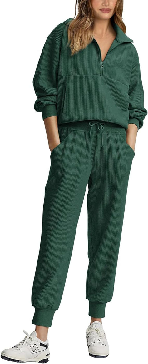 BTFBM Women's 2 Piece Tracksuit Fall Outfits 2023 Long Sleeve Half Zip Sweatshirt Sweatpants Lounge Set Sweatsuits Two Piece Outfits, Half Zip Sweatshirt, Lounge Set, Zip Sweatshirt, Half Zip, Shoes Jewelry, Fall Outfits, Two Piece, Sweatpants