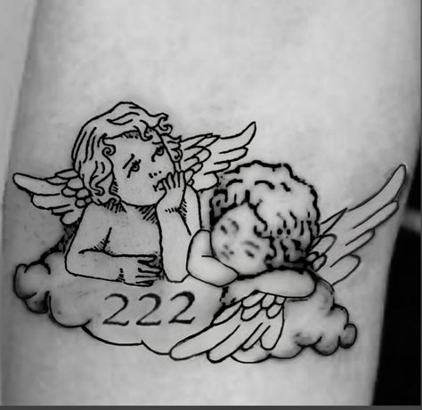 2 Angles Tattoo, Twin Angel Tattoo, Cheribum Angels Tattoos, Above The Elbow Tattoo, Smol Tattoos, Cherub Tattoo Designs, Brother And Sister Tattoo Ideas, Poland Tattoo, Sister Tattoo Ideas