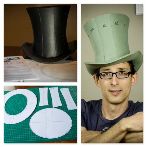 Top Hat Diy, Top Hat Template, Top Hat Centerpieces, Top Hat Costume, Mad Hatter Top Hat, Leather Top Hat, Hat Template, Steampunk Top Hat, Crazy Hat Day