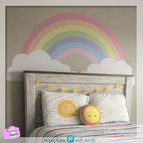 Check out this item in my Etsy shop https://www.etsy.com/uk/listing/772703413/rainbow-decal-with-clouds-pastel-baby Rainbow Room Ideas, Llama Bedroom, Pastel Rainbow Nursery, Rainbow Llama, Pastel Rainbow Wall, Rainbow Bedroom, Rainbow Decal, Rainbow Wall Decal, Nursery Rainbow