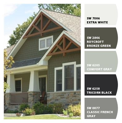 Paint colors from ColorSnap by Sherwin-Williams Cottage Exterior Colors, Gray House, Homes Exterior, Craftsman Exterior, Cottage Exterior, Exterior Color Schemes, Craftsman Style Homes, Exterior Paint Colors For House, Casa Exterior