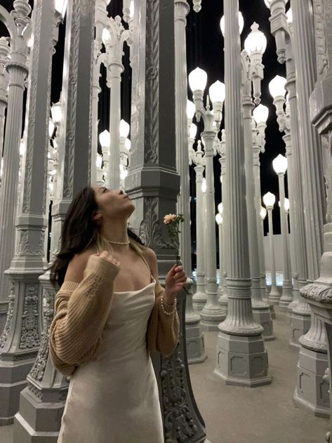 Los Angeles Aesthetic Outfit, Rose Day Pic, Lacma Lights, Aesthetic Asian Girl, Aesthetic Dress Outfit, Los Angeles Pictures, Rose Picture, Blurry Aesthetic, Los Angeles Aesthetic