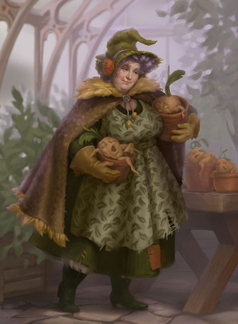 Professor Sprout, Harry Potter Teachers, Harry Potter Professors, The Magic Flute, Harry Potter Illustrations, Harry Potter Wizard, Festa Harry Potter, Harry Potter Halloween, Harry Potter Costume