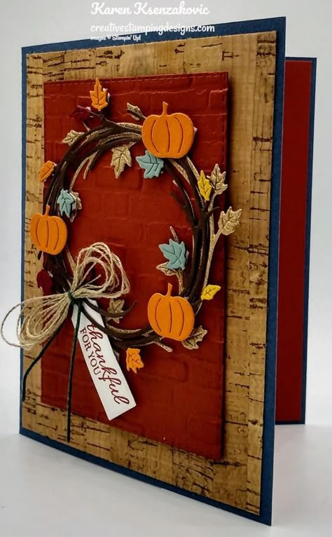 Sparkle Of The Season, Thanksgiving Cards Handmade, Fall Greeting Cards, Cottage Wreath, Carte Halloween, Fall Mini, Stamping Up Cards, Thanksgiving Cards, Card Making Inspiration