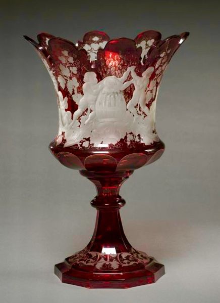 #Bohemian -- 19th Century Ruby Glass Vase -- Cleveland Museum of Art. Wedding Dishes, Moser Glass, Bohemia Glass, Antique Glass Bottles, Cleveland Museum Of Art, Crystal Glassware, Antique Vase, A4 Poster, Gorgeous Glass