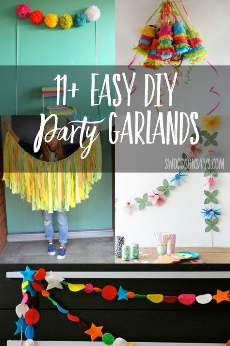 Easy DIY party garland tutorials - these are super fun, inexpensive decorations to make. #crafts #diy #party #garland Easy Diy Party Decorations, Taco Twosday, Party Deco, Diy Nursery, Party Garland, Birthday Crafts, Diy Garland, Leftover Fabric, Fun Craft