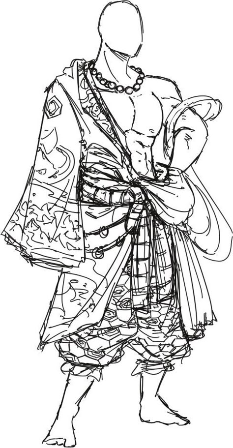 Male Kimono Drawing Reference, Ronin Character Design Male, Headband Character Design, Samurai Clothes Drawing, Ronin Drawings, Samurai Drawing Reference, Manga Clothes Reference, Outfit Ideas Anime Character Design, Samurai Outfit Character Design