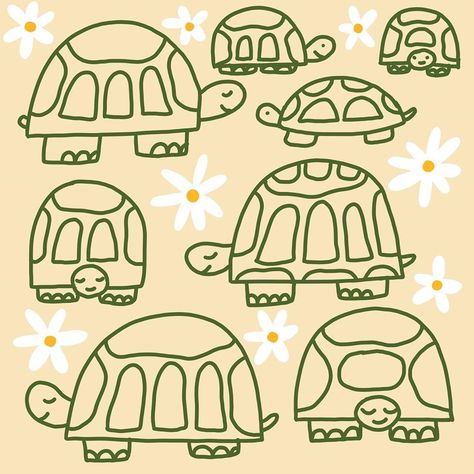 Turtle Line Drawing, Doodle Turtle, Cute Tortoise Illustration, Turtle Kids Drawing, Turtle Illustration Cute, Line Drawing Simple, Turtle Illustration Character, Tortoise Drawing, Cute Turtle Drawings