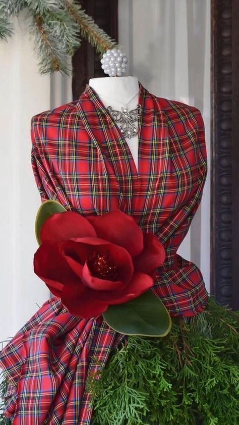 A Tartan Christmas | Christmas tree dress, Tartan christmas, Mannequin christmas tree Dress Form Decor, Dress Form Christmas Tree, Mannequin Christmas Tree, Christmas Tree Dress, Tree Dress, Mannequin Dress, Tartan Christmas, Dress Forms, Plaid Christmas