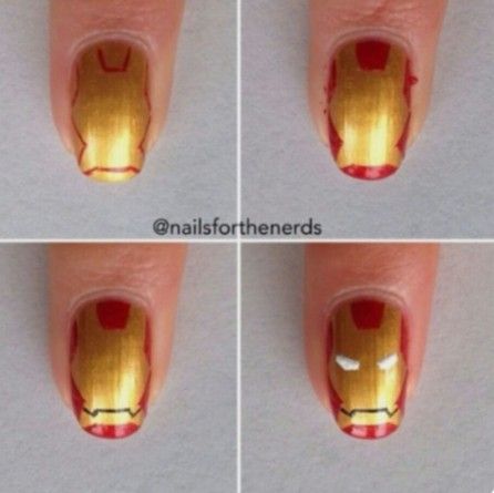 Iron Man Nails, Superhero Nails, Avengers Nails, Marvel Nails, Manicure Colors, Super Nails, Disney Nails, Ideas Nails, Manicures Designs