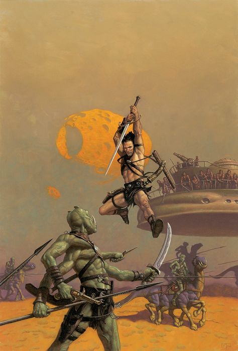 John Carter Of Mars  © Mark Zug A Princess Of Mars, John Carter Of Mars, Superman Artwork, Edgar Rice Burroughs, Heavy Metal Art, Pop Culture Art, Under The Moon, Pulp Art, Science Fiction Art