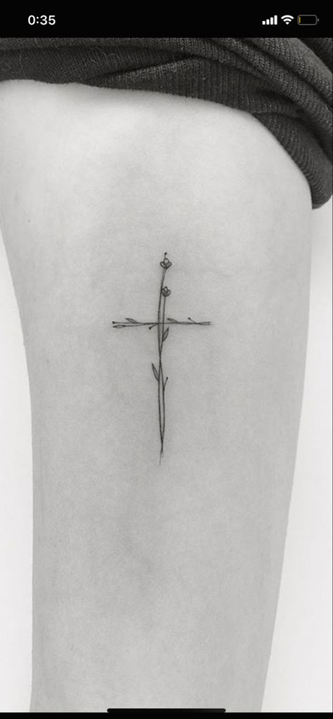 Cross Dove Tattoo, Christian Nature Tattoos, Delicate Cross Tattoo For Women, Old Rugged Cross Tattoo, Fine Line Cross Tattoo, Small Catholic Tattoos, Inspirational Wrist Tattoos, Feminine Cross Tattoo, Saint Tattoo