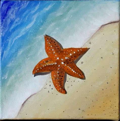 Starfish Sketch Simple, Painted Starfish Ideas, Starfish Drawing Aesthetic, Star Fish Painting Acrylic, Simple Starfish Drawing, Star Fish Drawing Easy, Sea Star Painting, Starfish Painting Acrylic, Starfish Painting Easy