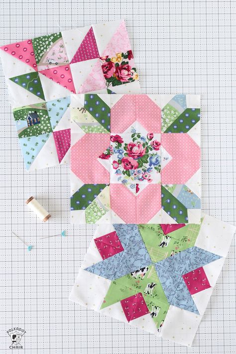 Bloom Where You Are Planted Quilt Block Pattern Flower Quilt Block, Riley Blake Quilt, Block Layout, Quilt Block Patterns Free, Flower Quilts, Bloom Where You Are Planted, Flower Quilt, Quilting Inspiration, Sampler Quilt